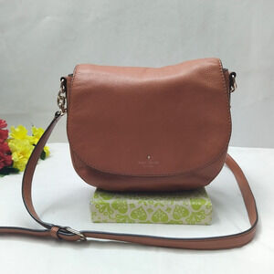 Kate Spade New York Brown Pebbled Leather Flap Closure Crossbody Bag